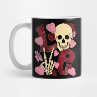 Valentines Love Letters Skull Skeleton Hearts Roses Mug